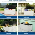 thumbnail image 3 of HYJY Upgraded 75 Gallon Outdoor Storage Box, Lockable Plastic Storage Containers with Lid, Patio Deck Box Furniture for Garden, Pool, Balcony, Yard (White), 3 of 8