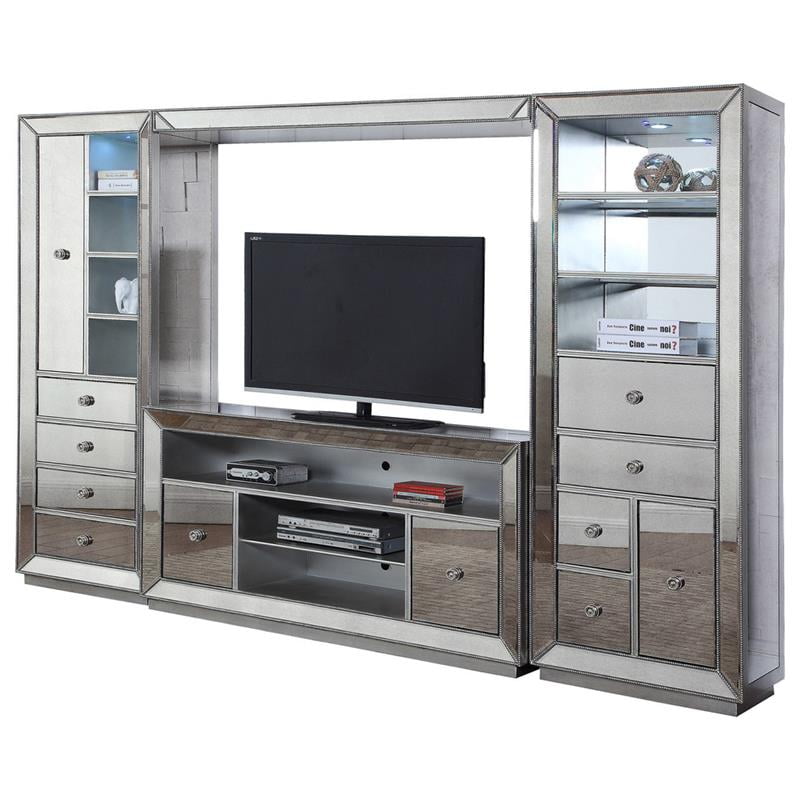 Best Master Jameson 4 Piece Solid Wood Entertainment Center In Silver Antique Walmart Com Walmart Com
