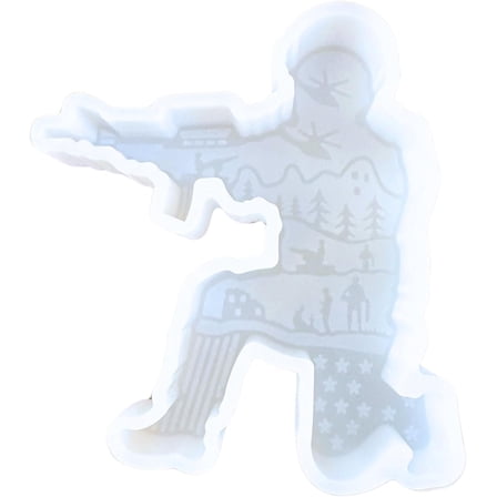 Soldier Man Military Freshie Silicone Mold 4 x 4.5 x 0.8 USA Patriotic Battle War American Flag Scented Aroma Beads Supplies Resin, Car Candles, Soap Oven Safe Bake Heat Resistant to 400 F