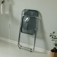 thumbnail image 3 of Acrylic Folding Party Transparent Chair with Double Hinged Back | Indoor Outdoor Portable Commercial Seat with Silver Metal Frame for Home, Office, Wedding Party, Picnic, and Kitchen Dining (Grey), 3 of 9