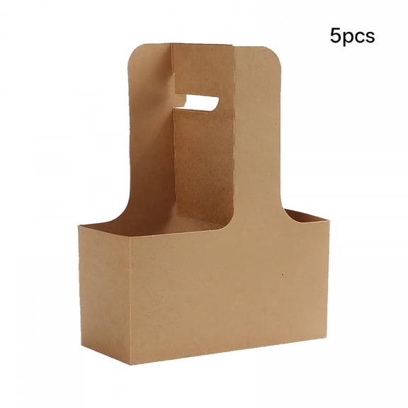 ACDANC 10 Pack Drink Carrier with Handle 2-Cup Kraft Paperboard Cup Holder Disposable Paper Coffee Cup Holder Drinking Cup Carriers for Delivery Take Out Coffee Milk Tea Beverage Juice