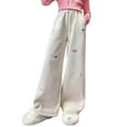 thumbnail image 4 of DHFJKG Winter Girls Corduroy Pants With Thickened Fuzzy Lining Wide Leg Bow Embroidery Sweatpants For Kids Teens 4-16 Years Old Versatile Trousers, 4 of 4