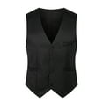 thumbnail image 2 of UDIYO Men Waistcoat Solid Color Single-breasted V Neck Sleeveless Spring Vest for Work, 2 of 7
