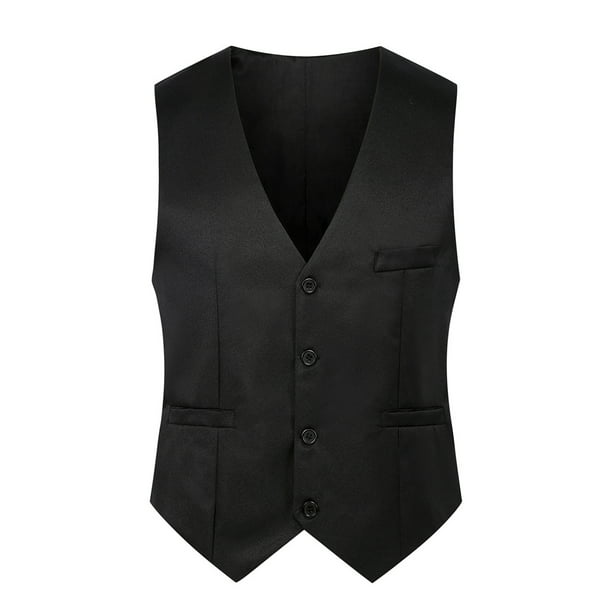 Men Waistcoat Solid Color Single-breasted V Neck Sleeveless Spring Vest ...