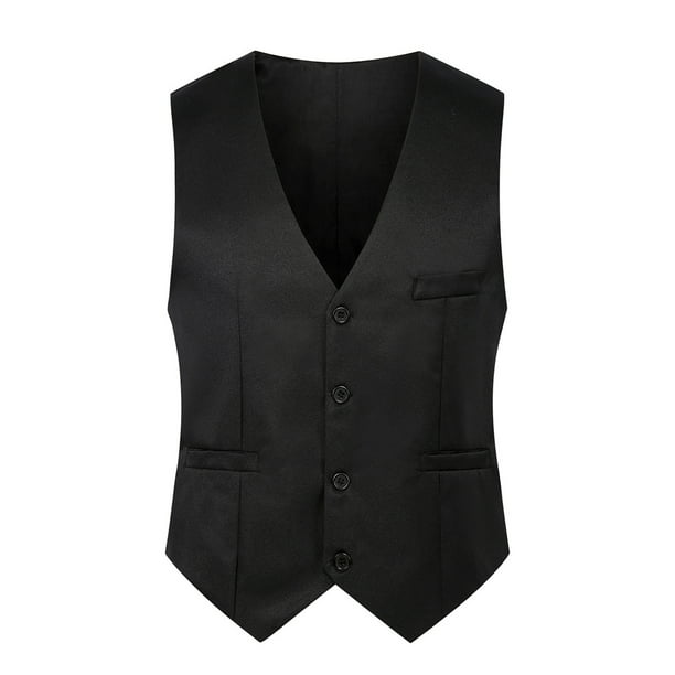 Men Waistcoat Solid Color Singlebreasted V Neck Sleeveless Spring Vest