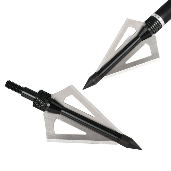 100gr Hunting Broadheads 3 Blades Steel Arrow Heads Replaceable Outdoor Shooting, Pack of 12