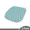 thumbnail image 2 of Abstract Dining Chair Pad, Vertical Wavy Lines Oval Double S Shapes Curves Ogee Pattern, Water Resistant Pillow with Straps for Kitchen Seats, 2 Pieces Set, Charcoal Grey Turquoise, by Ambesonne, 2 of 5