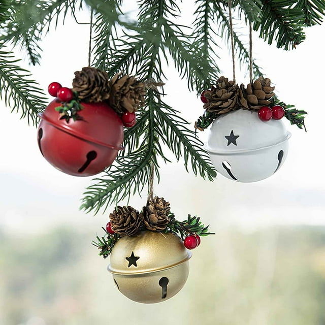 Xihbxyly Juego de Adornos para Árbol de Navidad, Decoración Brillante En Dorado, Blanco y Rojo, Diseño Realista, Ideal para Fiestas, Fácil de Colgar, Tamaño 8 X 6 X 6 Cm.