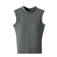 thumbnail image 2 of QUNYINEY Tank Tops for Women 2025 Solid Sleeveless Casual Mock Neck Tops Summer Slim Padded Tank Tops, 2 of 5