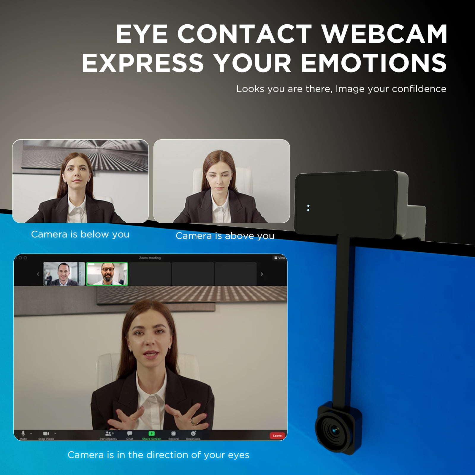 4K Webcam for PC with Remote Control, Ultra HD 1/2.55'' Sensor, Autofocus, 10x Digital Zoom, Low Light Performance, Streaming Camera for PC/Video Calling/Zoom/Skype/Teams