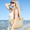 thumbnail image 2 of Pleneal Straw Bag For Women, Summer Straw Beach Handbags Large Shoulder Purses Woven Tote Bag,Beige Lace Stripe, 2 of 7