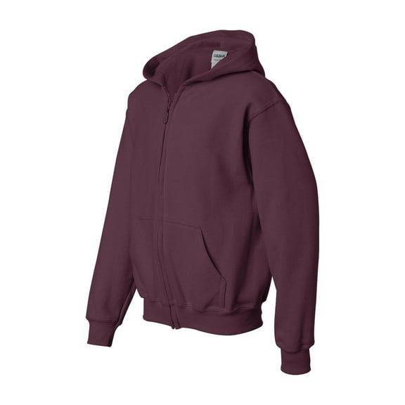 Gildan - Heavy Blend Youth Full-Zip Hooded Sweatshirt - 18600B - Maroon - Size: S