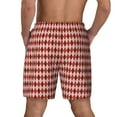 thumbnail image 3 of Sigee Red and Brown Squares Print Mens Swim Trunks with Compression Liner Quick Dry Swim Stretch Beach Shorts with Pockets,S-3XL, 3 of 7
