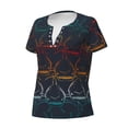 thumbnail image 3 of Wukai Cartoon Sharks Casual V-Neck Graphic Tees for Women: Lightweight and Breathable Summer Tops with Stylish Design-Large, 3 of 8