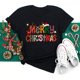 thumbnail image 1 of Ropa de Navidad divertida para mujer, camisetas con estampado de Papá Noel, Tops casuales negros para mujer, Tops de fiesta de navidad, 1 of 5