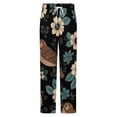 thumbnail image 5 of Brown Birds Floral Dark Background Pattern Winter Female Pants Flannel High Waist Women Pants Lady Warm Straight Leg Plush Trousers, 5 of 7