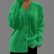 thumbnail image 1 of Suéter de cuello en V para mujer, cárdigan de punto de manga larga de color liso con cuello en V y blusa con botones., 1 of 3