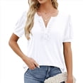thumbnail image 1 of Blusas Tipo Túnica para Mujer, Informales, con Cuello en V, Corta, Blusas de Verano con Mangas Abullonadas y Volantes. XXL, 1 of 9