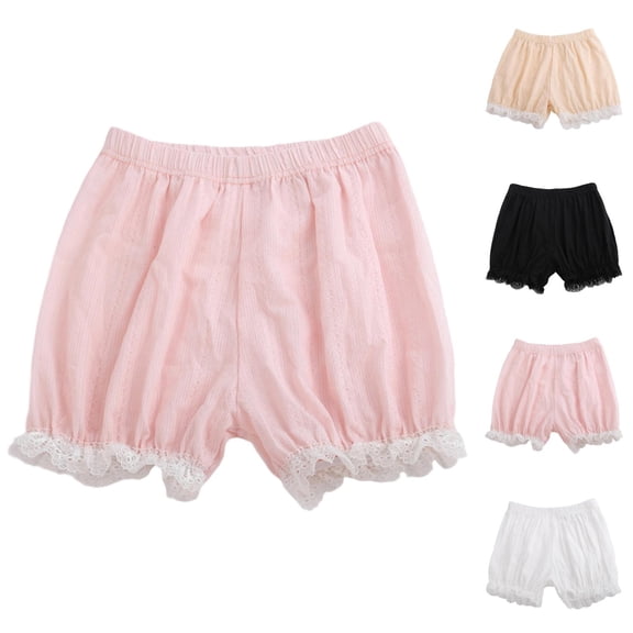 Girls Shorts for Everyday Wear Lace Trim Comfortable Loose Fit Underwear Style Summer Thin Breathable Home Lounge Shorts Ages 4-16