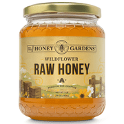Honey Gardens Apitherapy Raw Honey | 100% Pure | US Grade A, Unpasteurized & Unfiltered | 21 Servings | 1 Pound Jar