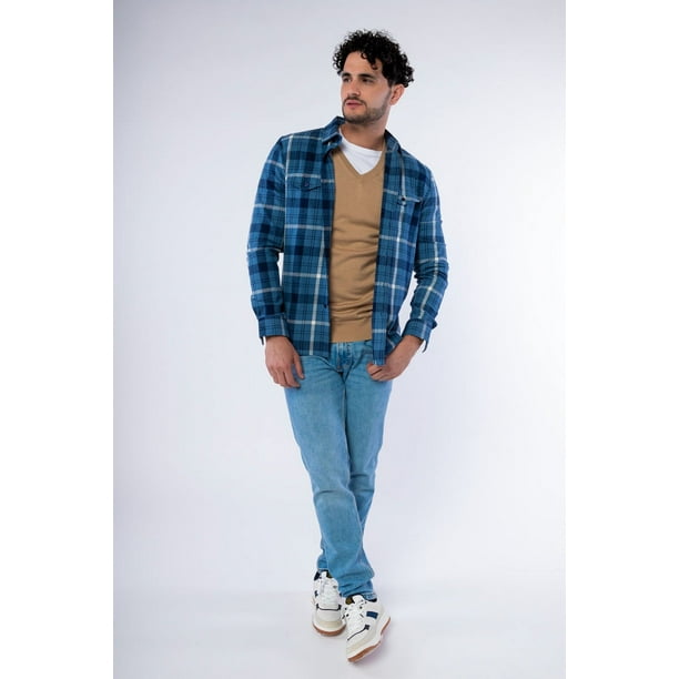 CAMISA DE FRANELA A CUADROS CON BOLSILLOS PARA HOMBRE GENERRA Bodega Aurrera en linea