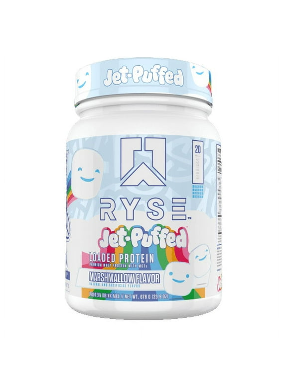 RYSE Loaded Protein Powder, Jet Puffed Marshmallow, 20 Servings, 25g Protein, Post Workout