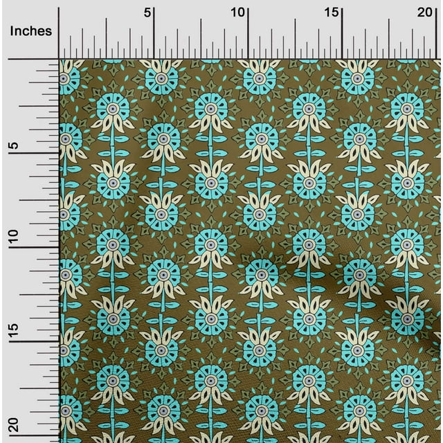 oneOone Tissu Polyester Lycra Feuilles & Floral Tissu Imprimé 1 Yard 56 Pouces de Large