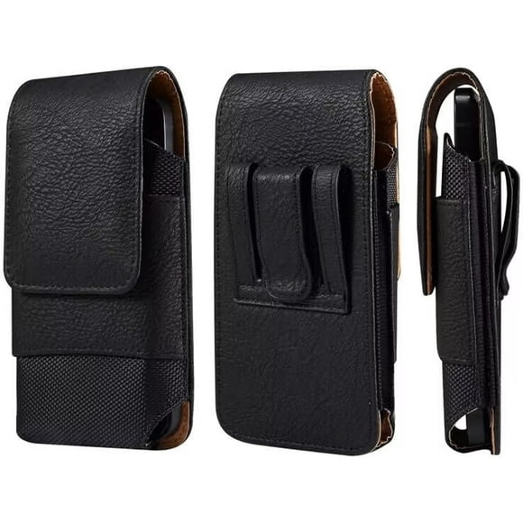 Leather Belt Loop Cell Phone Holder for Men, Cell Phone Waist Belt Bag Men, 7.2" Universal Leather Smartphone Holster with Belt Loop Carrying Case Fanny Pack Phone Belt Holder Card Slot Purse Wallet