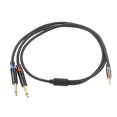 thumbnail image 3 of Y Cable Splitter, PVC Gold Plated Prevent Oxidation 3.5mm 1/8 Inch Male To Dual 6.35mm 1/4 Inch TS Male Cable  for Mixer 1m / 3.3ft, 3 of 8