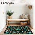 thumbnail image 3 of ODIKA 4'x6' Machine Washable Non-Slip Area Rug, Vibrant Peacock Feather Latch Hook Kit DIY Needlework Embroidery High Traffic Rug with Pad, Black, 643150, 3 of 8