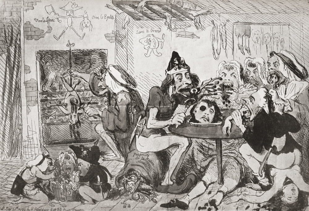Cartoon Published In England 20Th September 1792 After The September Massacres During The French Revolution Entitled A Family Of Sans Culottes Refreshing After The Fatigues Of The Day From A Contempor