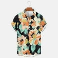 thumbnail image 2 of AHTJRT Men’s Button Down Aloha Shirt with Watercolor Hibiscus Blooms Short Sleeve Casual Shirt Multicolor L, 2 of 3