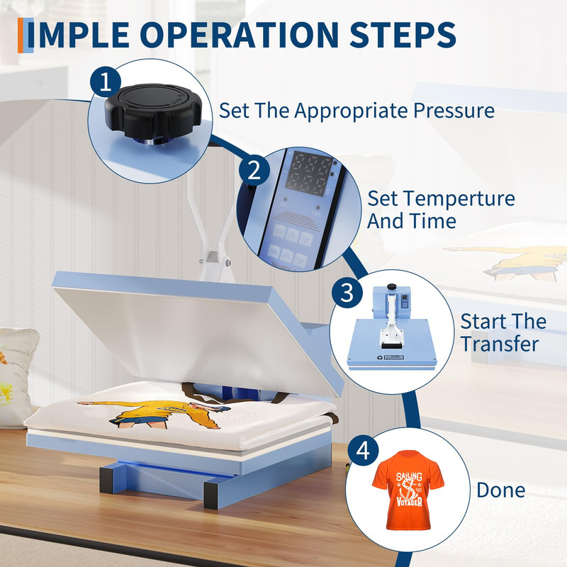 Towallmark 16x20 Inches Heat Press Machine, Digital Heat Press, Sublimation Heat Press with Even Heating Technology, Large Industrial Heat Transfer Machine for T-Shirts, Clothes, Canvas Bags