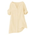 thumbnail image 4 of MEICHEN Keyhole Neck Button Down Shirts for Women Fashion Solid Color Casual Loose Rolled Sleeve Tops Women's Blouses, 4 of 4