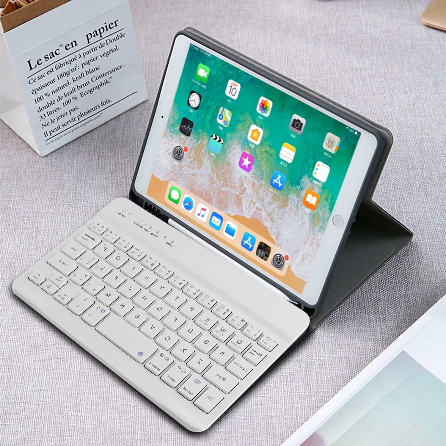 PloutoRich Wireless Keyboard, 7/8 inch Bluetooth Keyboard, Ultra-Thin Rechargeable Keyboard for Laptop Mobile Phone Tablet,Three-system Universal