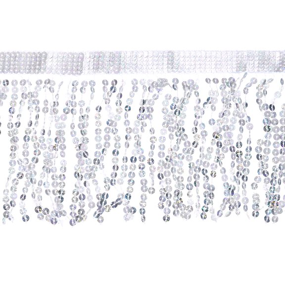 Uxcell 1 Yard 6 Inch Sequins Fringe Trim, Sequins Lace Sparkling Fringe Trim for DIY Latin Dress Clothing (Silver)