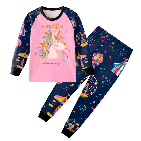 eczipvz Girls Pajamas Set Kids Long Sleeve Pjs Cotton Pajamas,Size 5-6 Years