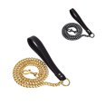 thumbnail image 3 of BeesClover Chain Leash With Leather Handle Heavy-Duty Chew Proof Metal Chain Pet Dog Leash For Dogs Training Walking Running, 3 of 8