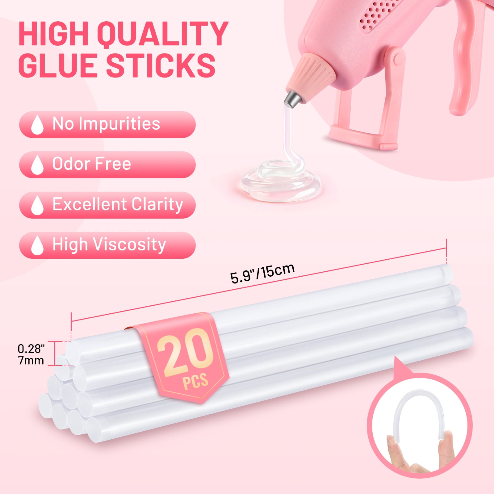 SPBTAR Cordless Hot Glue Gun, Fast Preheating with 2Ah Built-in Battery, Hot Melt Glue Gun with Stand, 20pcs Premius Mini Glue Sticks, Smart Power-Off, USB-C Charging for DIY Gift, Crafts and Arts