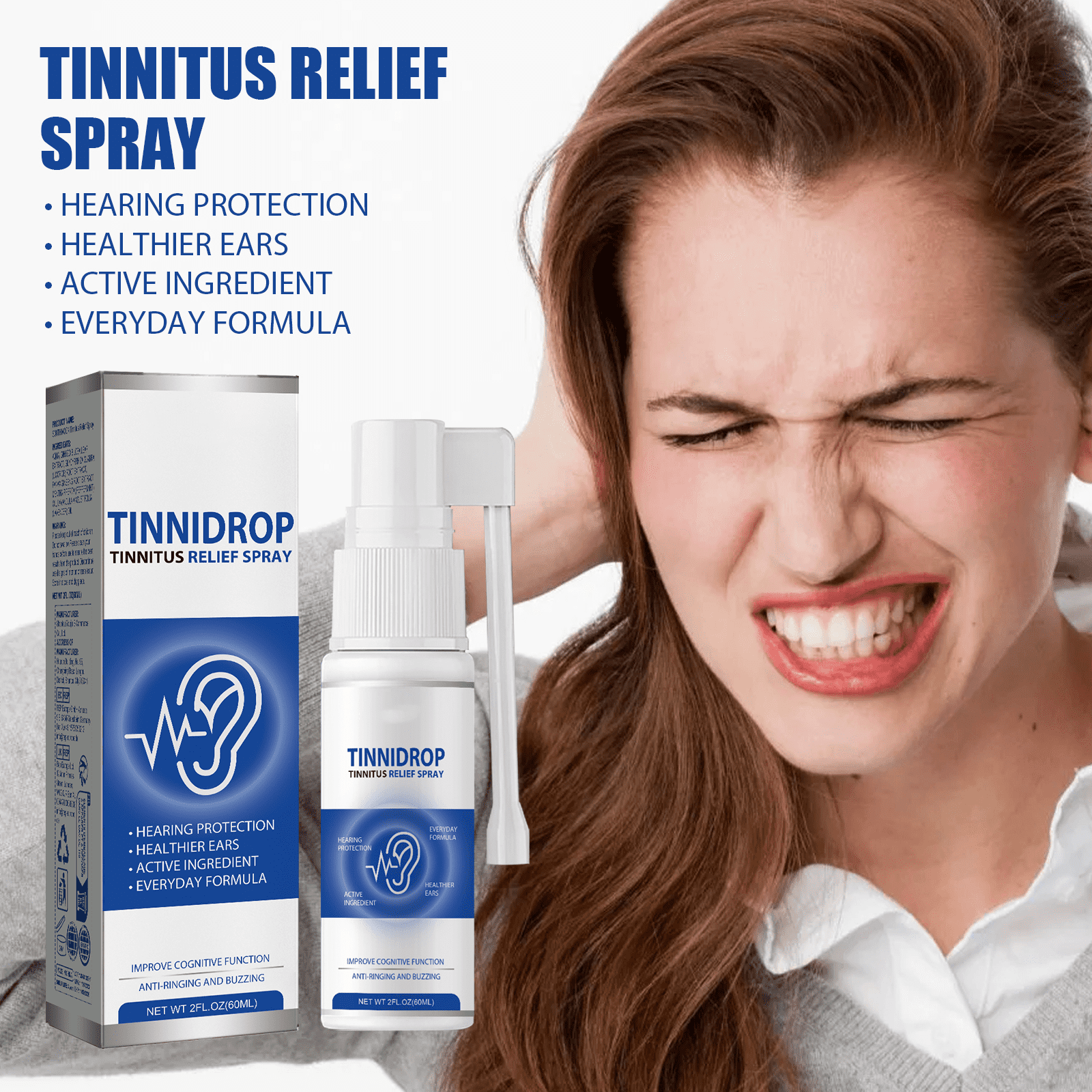 Alvantor Ear Wax Removal Spray - Gentle Ear Cleaning Drops for Tinnitus Relief & Hearing Support, 2fl.oz