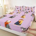 thumbnail image 4 of Homewish Lovely Pet Dog Bed Sheets,Cartoon Animal Full Size Sheets,Purple,4 Pieces,1 Flat Sheet, 1 Fitted Sheet and 2 Pillowcases, 4 of 6