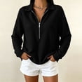thumbnail image 6 of cocolona Womens Half Zip Pullover Tops Casual Long Sleeve Lapel Shirts Oversized Solid Color Fall Soft Outfits, 6 of 7