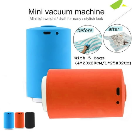 Portable Electric Air Pump Rechargeable Multi-Functional Mini Vacuum Pump Dual-use Storage Bag Air Extractor for Travel Compression Bag with 5pcs Vacuum Zipper