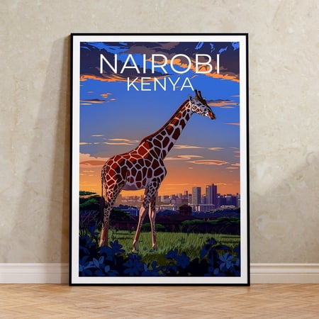 Nairobi Kenya Giraffe City Travel Wall Art Decor Unframed Paper Print