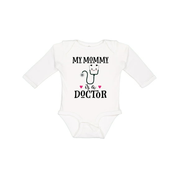 Inktastic Mommy is a Doctor Baby Gift Girls Long Sleeve Baby Bodysuit