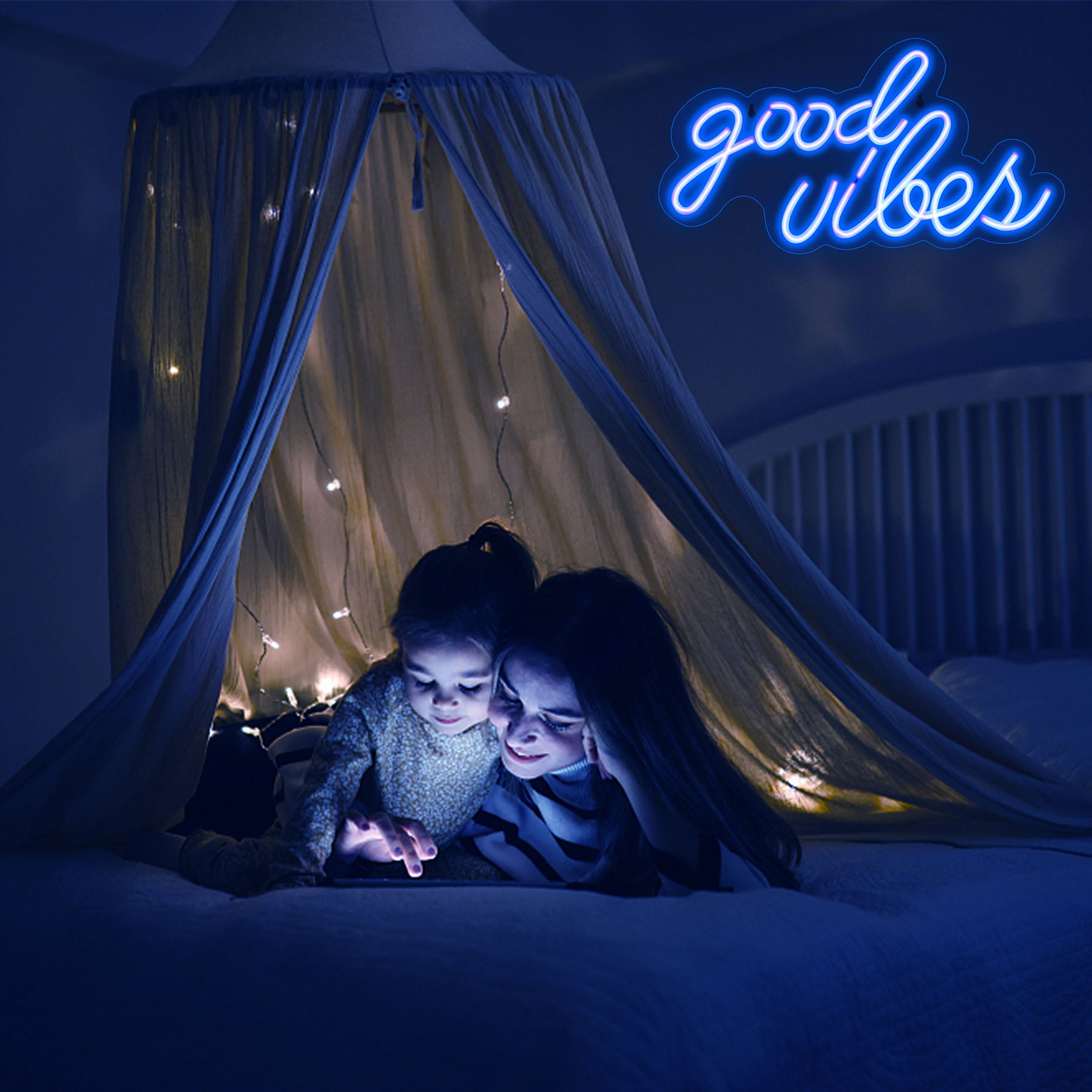 Qnbes Good Vibes Neon Sign, Led Neon Light Signs for Wall Decor Powered by  USB 16.1