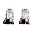 thumbnail image 1 of sweethay Camisa a cuadros de rayas de manga larga para mujer, blusa con bolsillo y cuello en V, Top de fiesta para mujer, ropa de otoño, Type1 NO1, 1 of 6