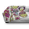 thumbnail image 3 of Cartoon Soft Flannel Fleece Throw Blanket, Owl Eyes Funny Best Friends Forever Animal Themed Fun Design, Cozy Plush for Indoor and Outdoor Use, 70" x 90", Multicolor Coral, by Ambesonne, 3 of 6