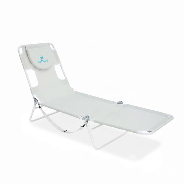 Ostrich la Chaise Longue de Plage Originale, Chaise Longue Extérieure Pliante et Inclinable, Blanc