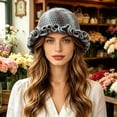 thumbnail image 2 of jiaxiM Straw Bucket Hats for Women Upf Protection Women's Elegant Wide Brim Sun Hat with Dip-Dye and Lace Ruffle, Handmade Visor for Beach, Travel and Outdoor Events, 2 of 5